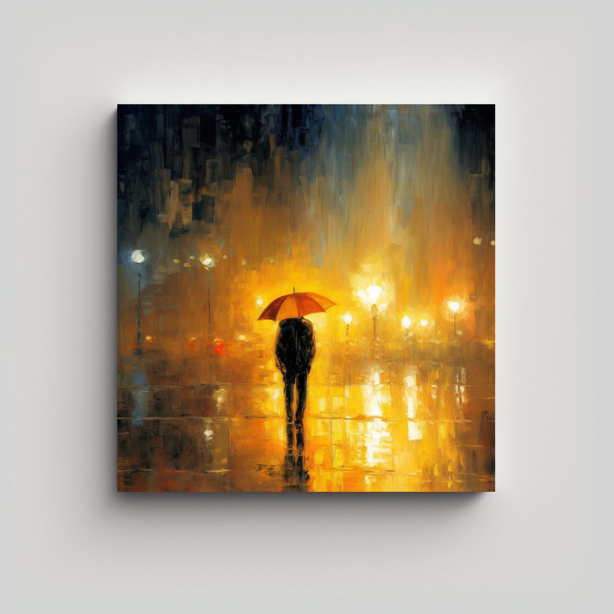 GENERICO - Cuadro Decorativo Nocturno En La Lluvia Con 70x70 Cm