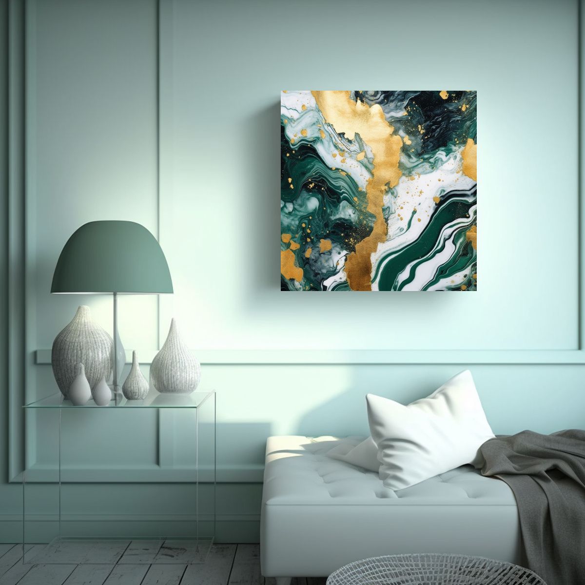 GENERICO - Pintura Abstracta De Alcohol Canva Líneas 50x50 Cm
