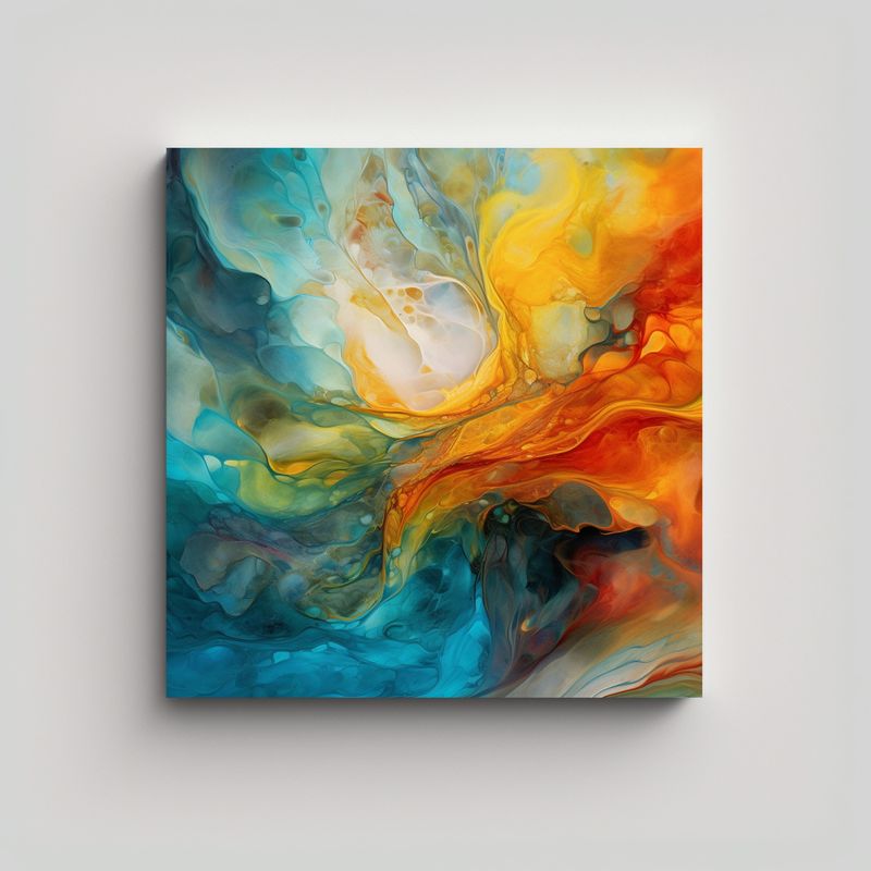 GENERICO - Pintura Abstracta De Colores Con Simetría 80x80 Cm