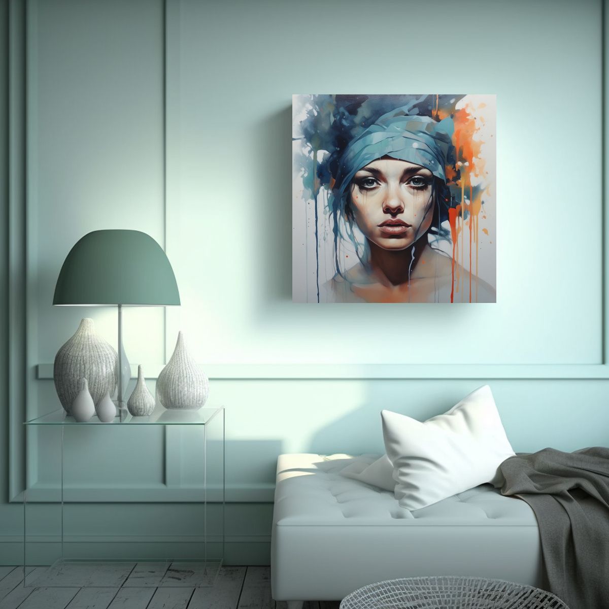 GENERICO - Cuadro Moderno Dormitorio De Pintura Acuarela Y 80x80 Cm