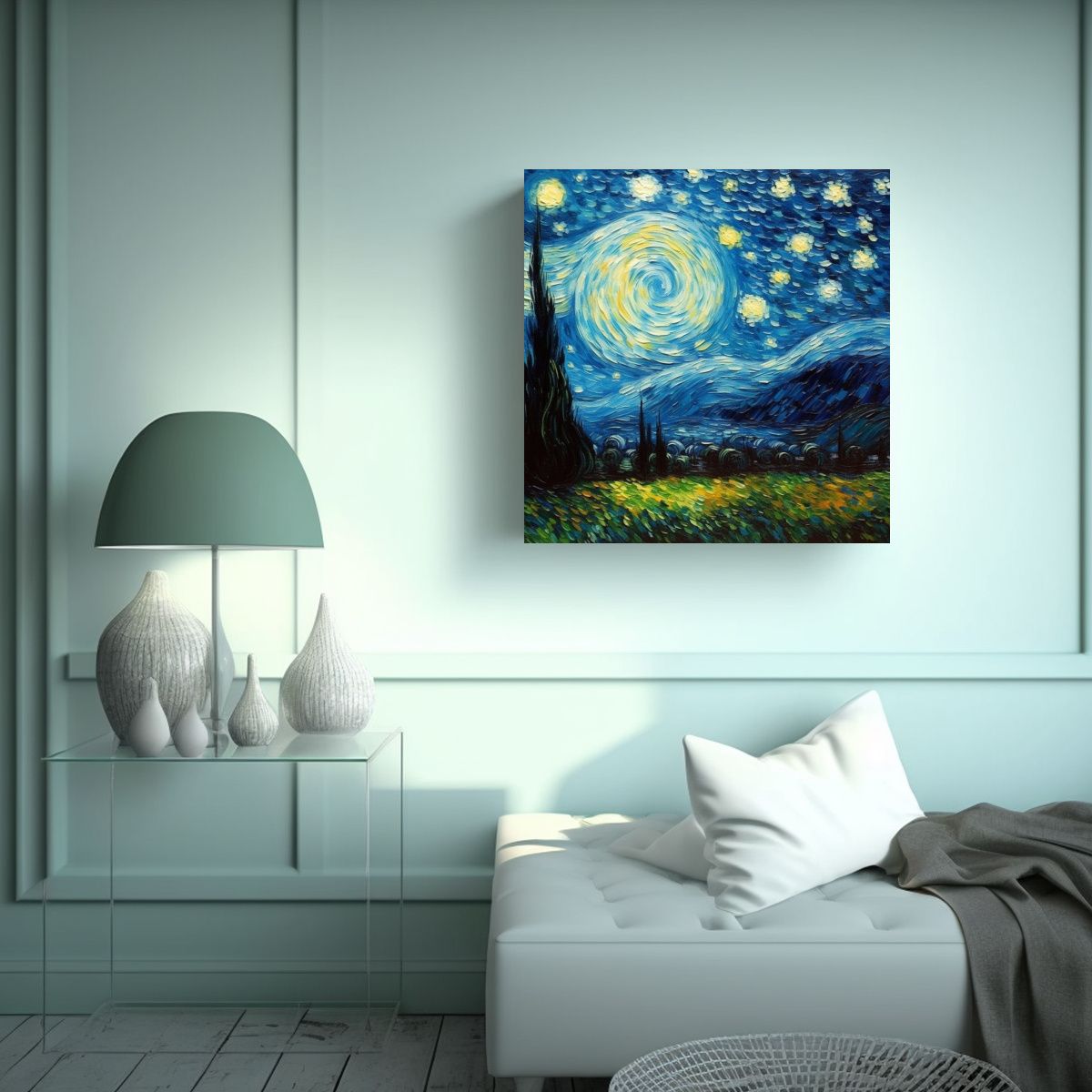 GENERICO - Pintura Decorativa Nocturna De Van Gogh, 80x80 Cm