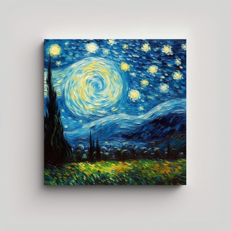 GENERICO - Pintura Decorativa Nocturna De Van Gogh, 60x60 Cm