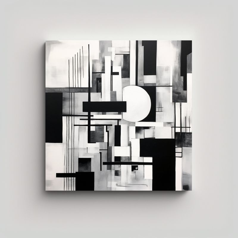 GENERICO - Pintura Urbana Minimalista En Blanco Y Negro, 50x50 Cm