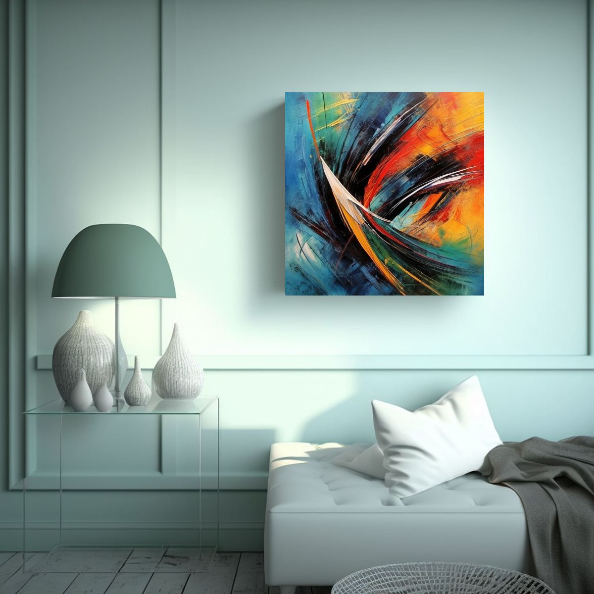 GENERICO - Arte Abstracto En Bastidor Para Decoración De 70x70 Cm