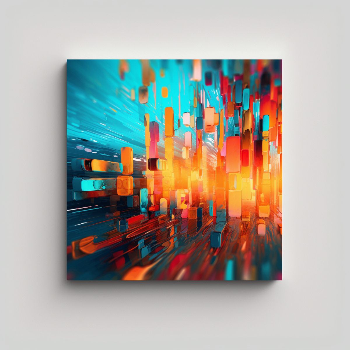 GENERICO - Cuadro Abstracto Urbano Vibrante Reflexiones 4k 60x60 Cm