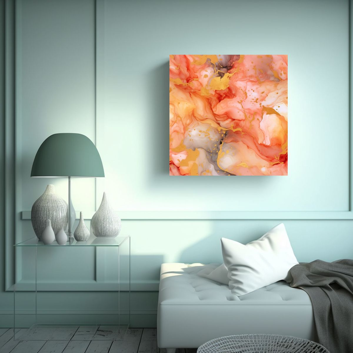 GENERICO - Tela Bastidor Dibujo Simple Con Mezcla De Tinta 60x60 Cm