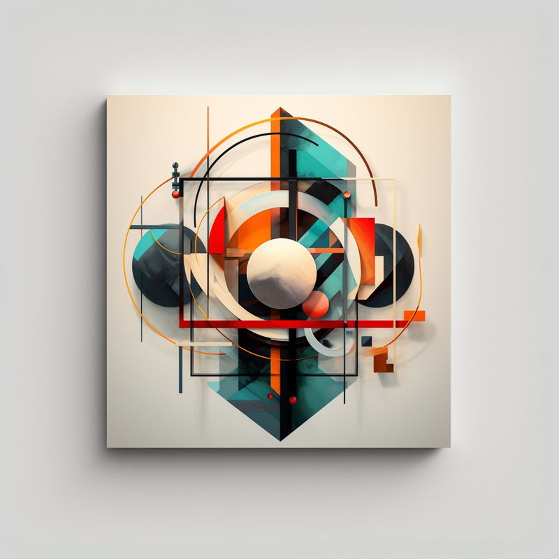 GENERICO - Pintura Abstracta Geométrica Con Formas 80x80 Cm