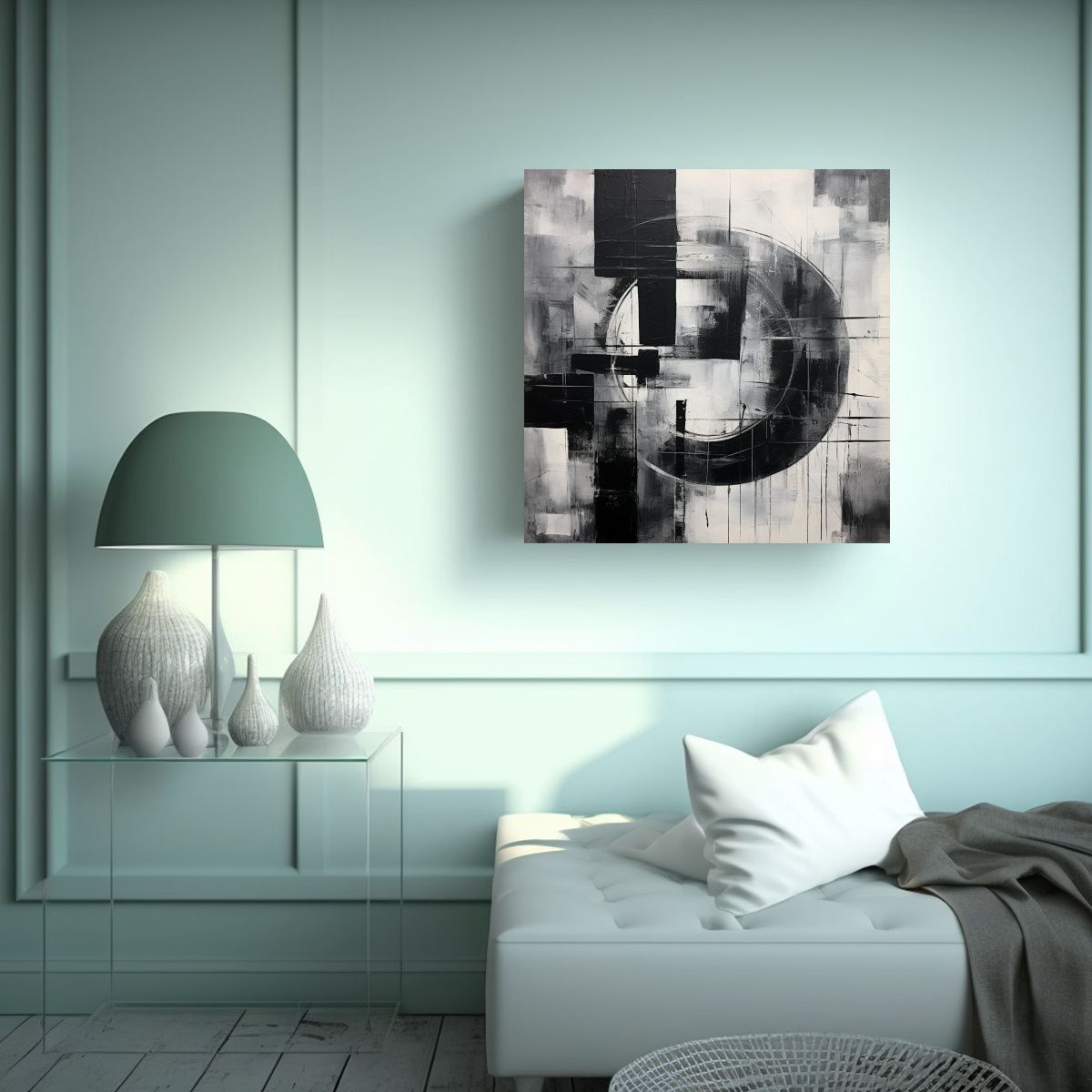 GENERICO - Cuadro Espectacular De Arte Abstracto En Blanco Y 50x50 Cm