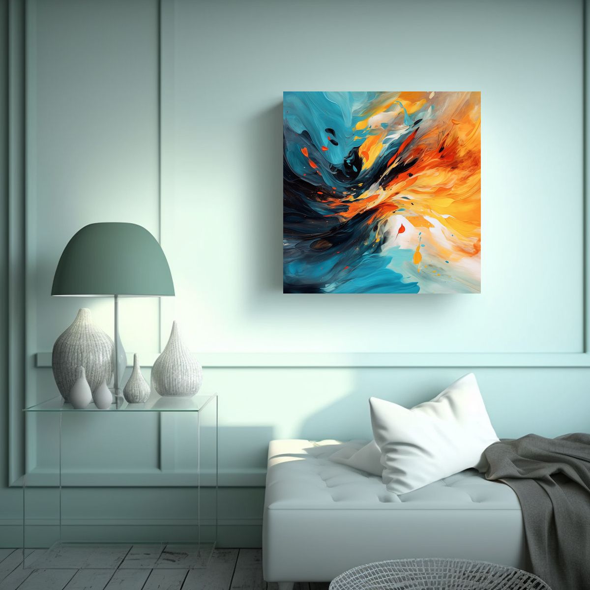 GENERICO - Cuadro Abstracto Con Flujo Fluido De Energía En 90x90 Cm