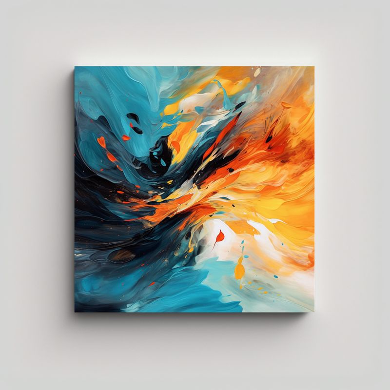 GENERICO - Cuadro Abstracto Con Flujo Fluido De Energía En 60x60 Cm