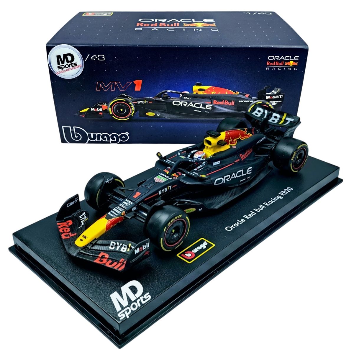 BBURAGO - Auto F1 RedBull RB20 2024 Max Verstappen Caja Acrilica 1:43