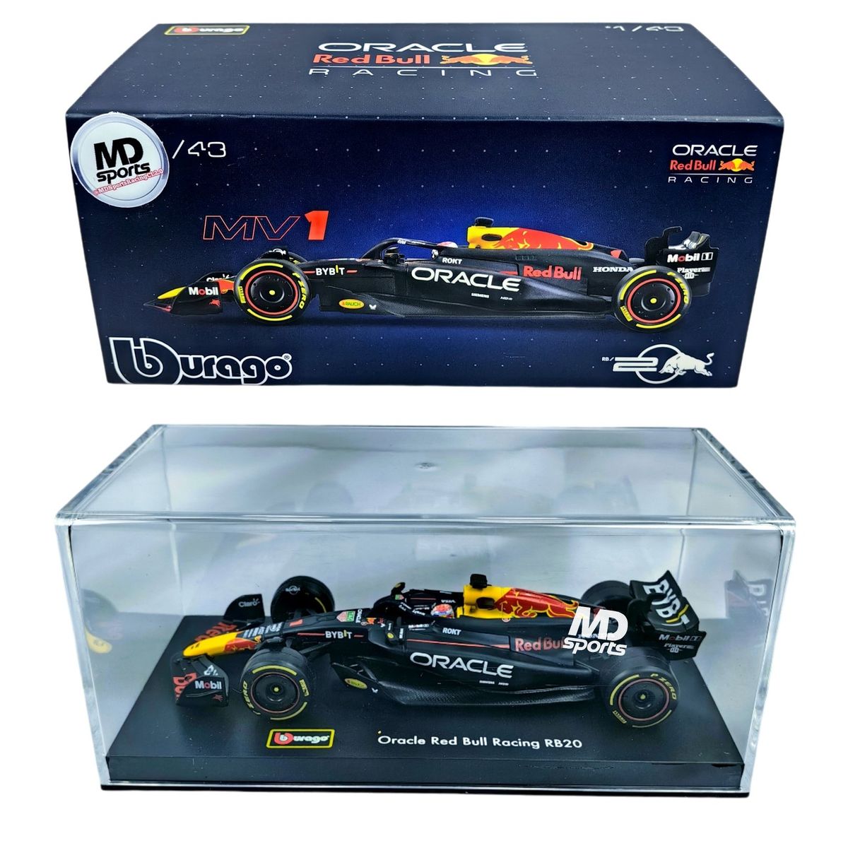 BBURAGO - Auto F1 RedBull RB20 2024 Max Verstappen Caja Acrilica 1:43