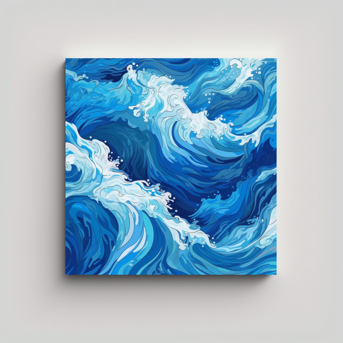 GENERICO - Pintura Lienzo Minimalismo Azul Mar Conceptual 70x70 Cm