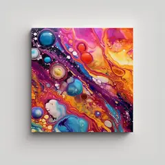 GENERICO - Cuadro Acuarela Colores Vibrantes Arte Tectónico 70x70 Cm