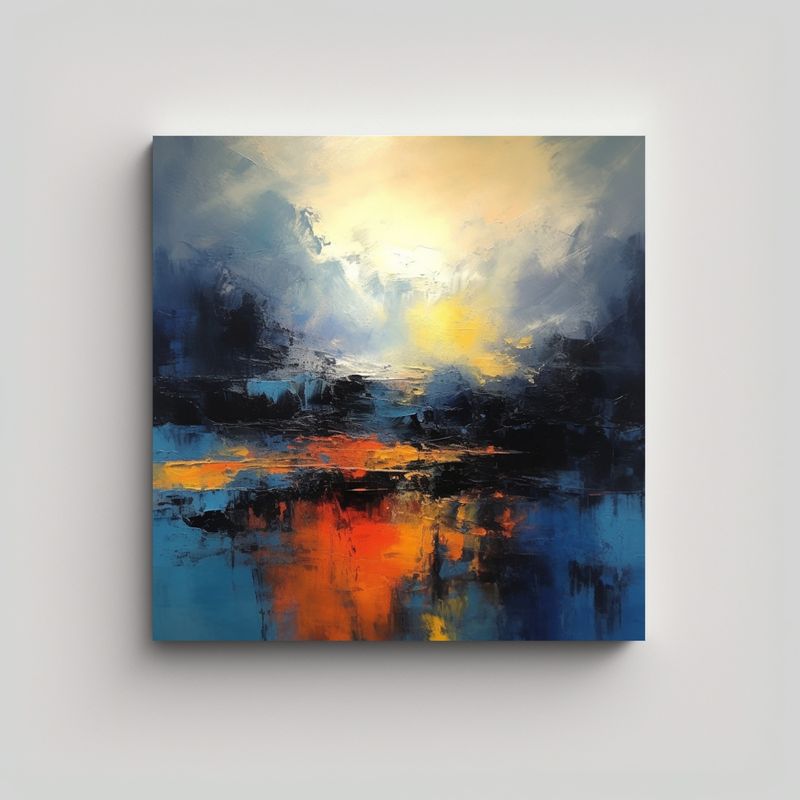 GENERICO - Cuadro Abstracto Moderno De Textura Con Azules Y 90x90 Cm