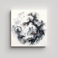 GENERICO - Pintura De Tinta China Tradicional Del Lienzo 60x60 Cm