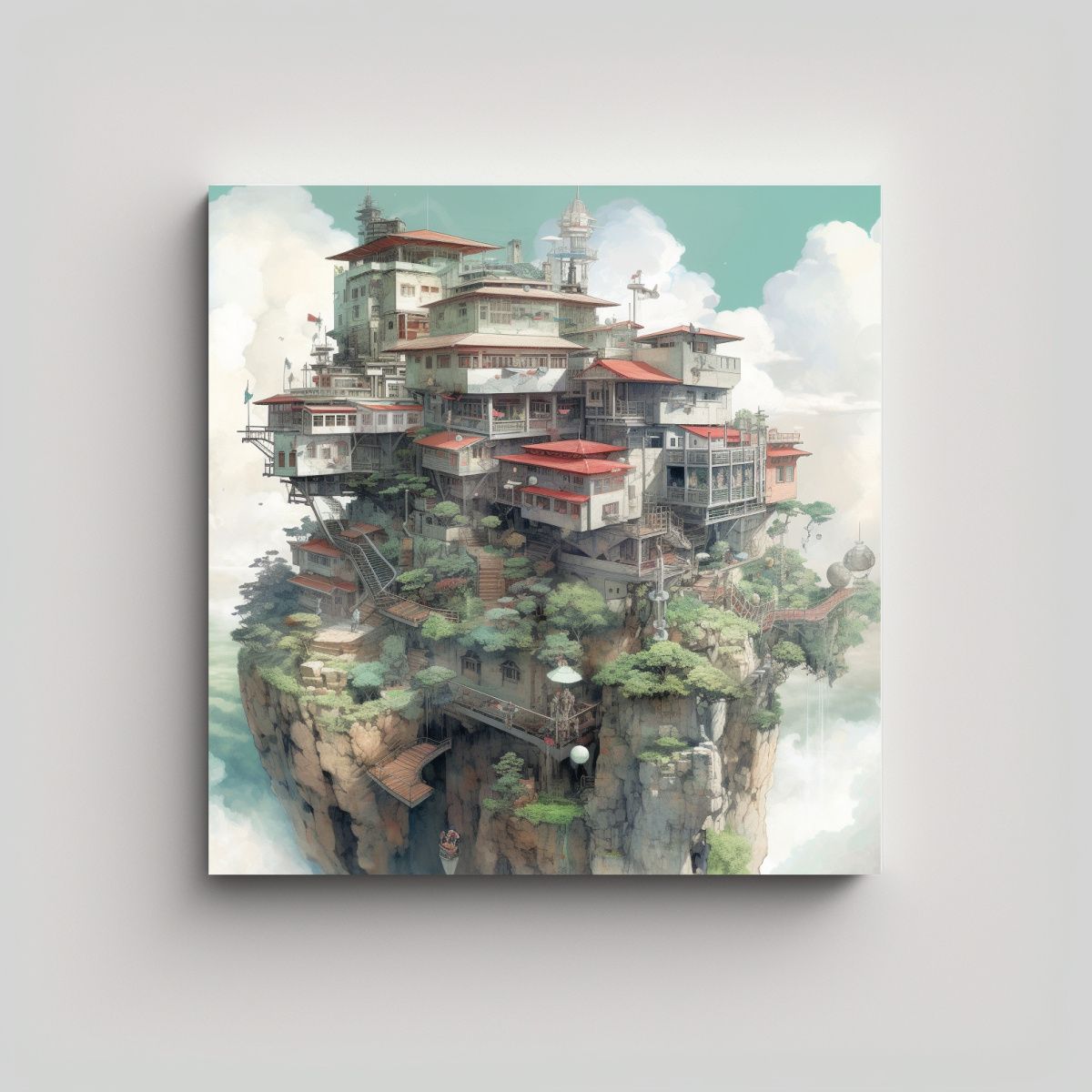 GENERICO - Cuadro Tonos Cálidos Para Decoración 90x90 Cm