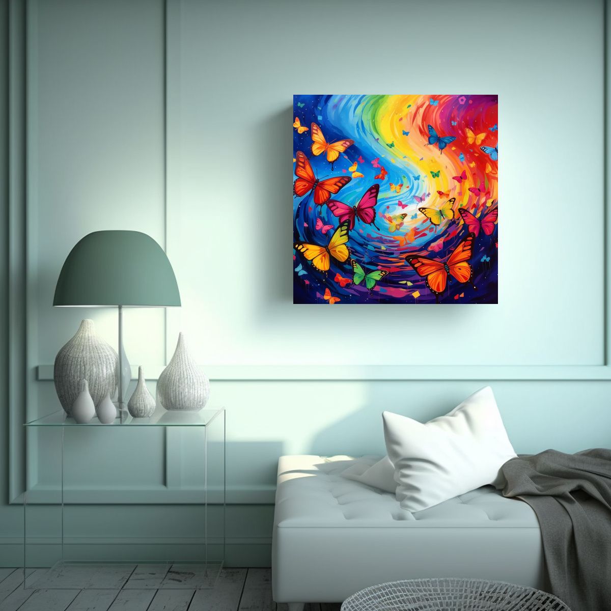 GENERICO - Pinturas Decorativas De Mariposas Arcoíris Para 50x50 Cm