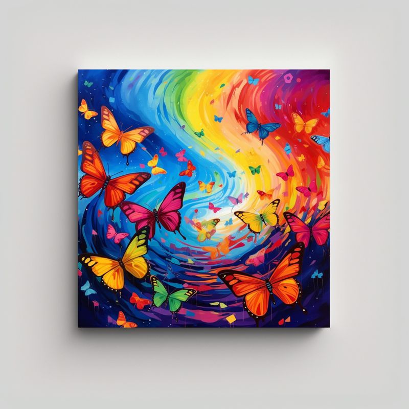GENERICO - Pinturas Decorativas De Mariposas Arcoíris Para 60x60 Cm