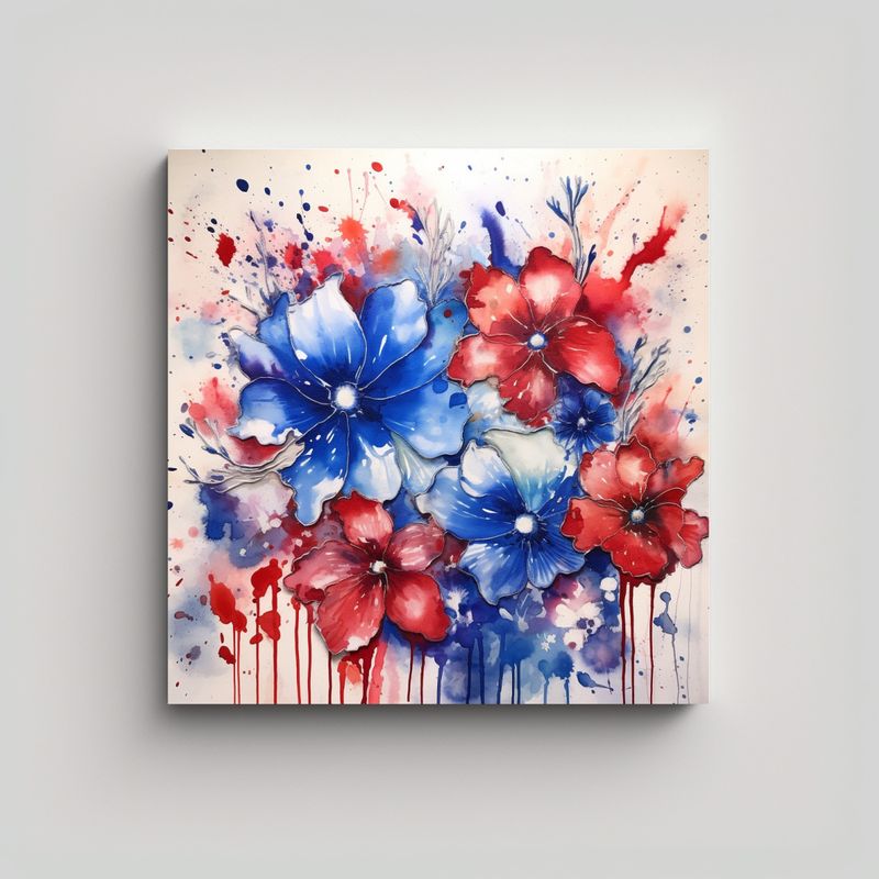 GENERICO - Cuadro Mural De Flores Patrióticas En Estilo 70x70 Cm