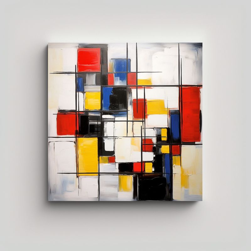 GENERICO - Pintura Abstracta Estilo Piet Mondrian Para 60x60 Cm