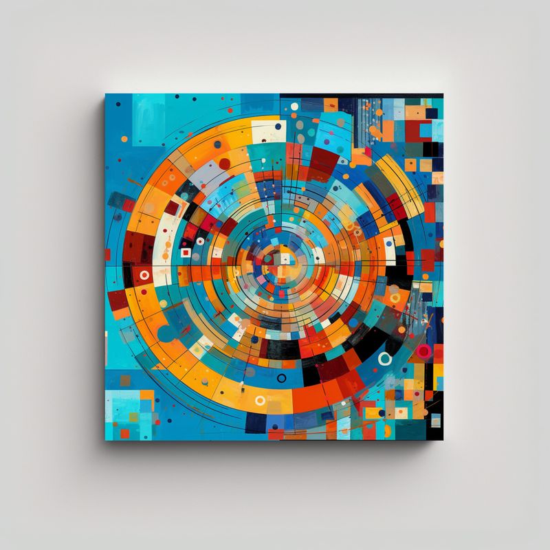 GENERICO - Cuadro De Tela Abstracto Y Colorido Con Formas 80x80 Cm