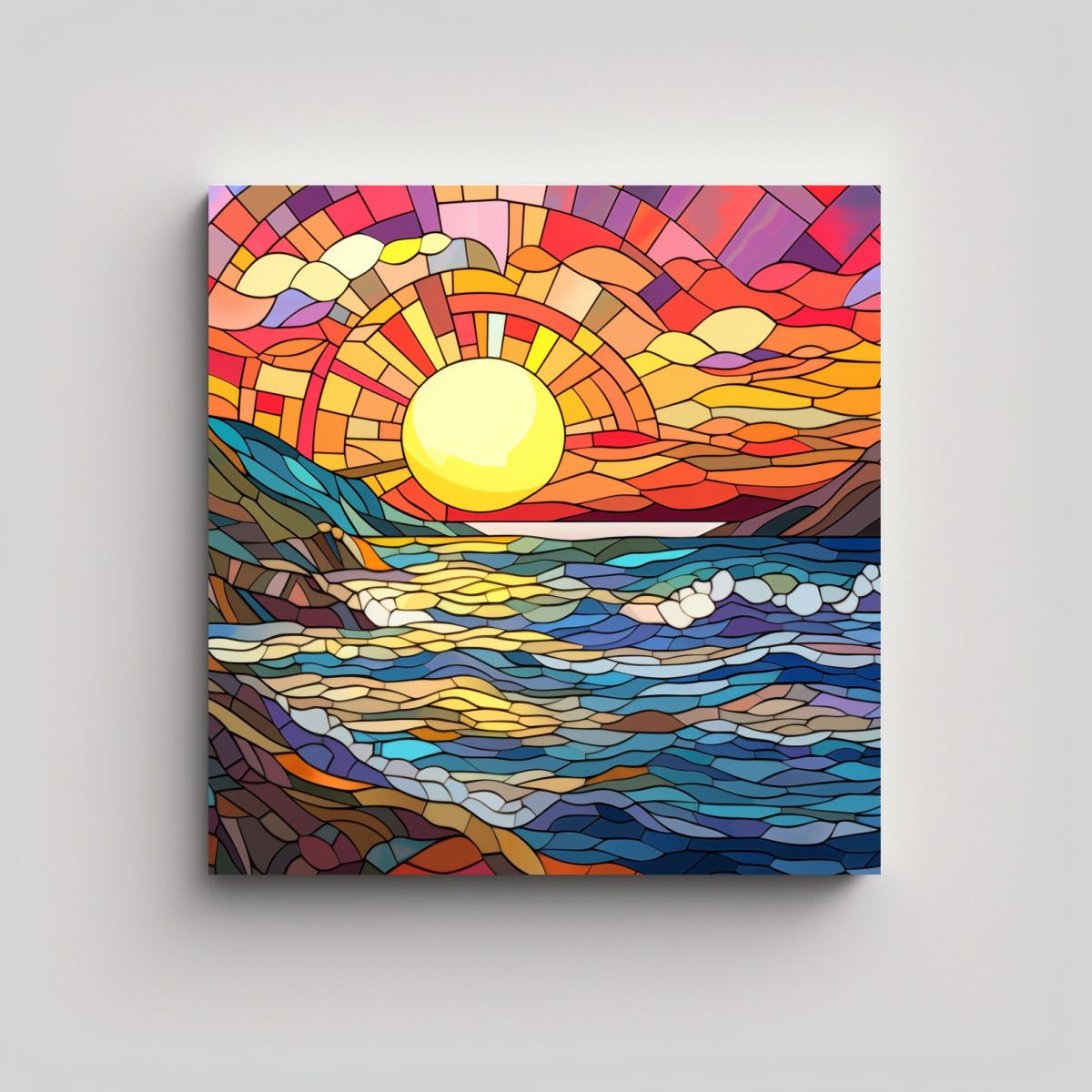 GENERICO - Pintura Inspiración Lienzo Tela Vitral Mosaico 50x50 Cm