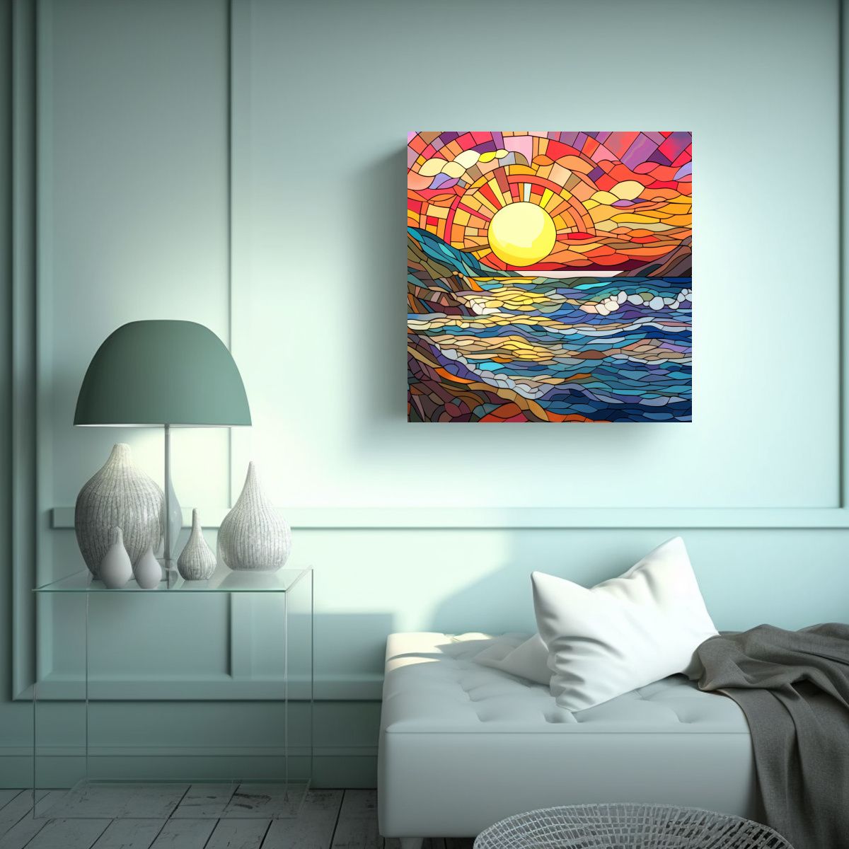 GENERICO - Pintura Inspiración Lienzo Tela Vitral Mosaico 50x50 Cm