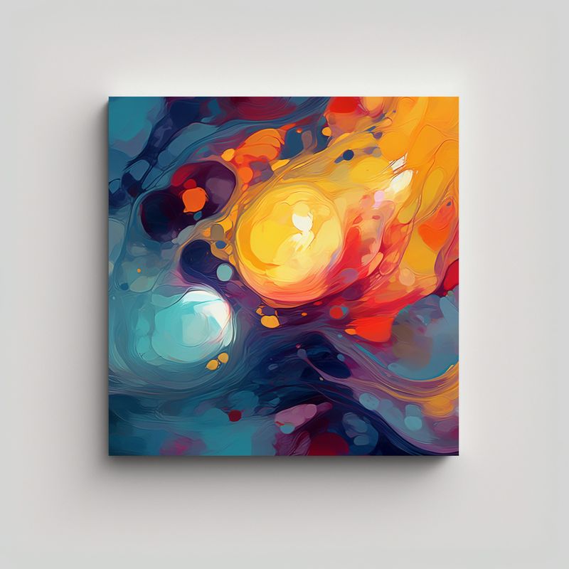 GENERICO - Cuadro Abstracto Con Intenso Patrón De Colores V4 60x60 Cm