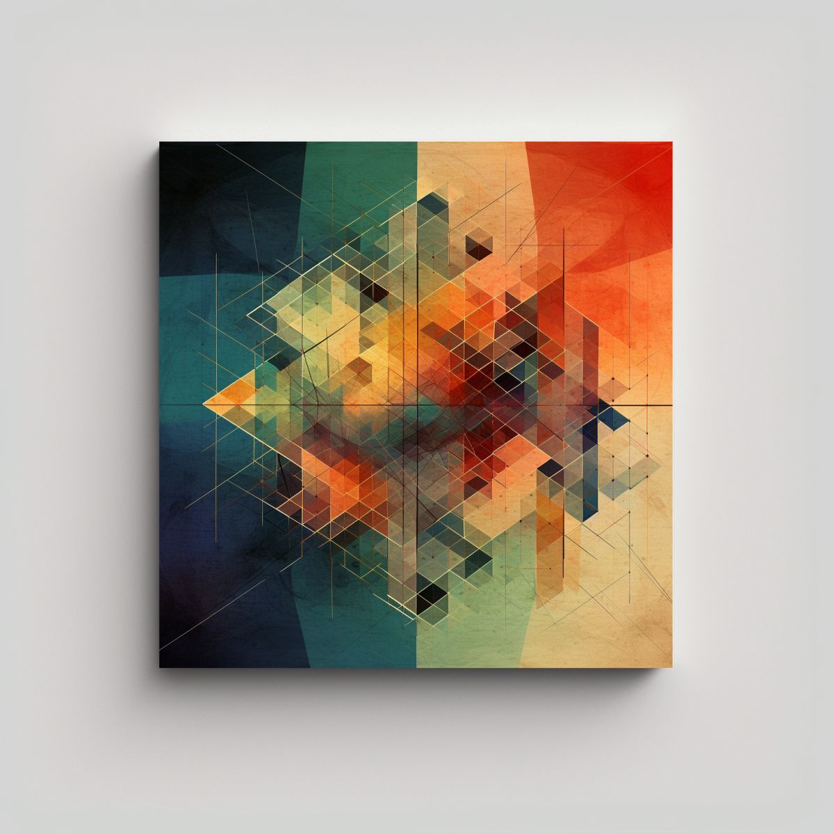 GENERICO - Cuadro Geométrico Elegante En Bastidor Para 60x60 Cm