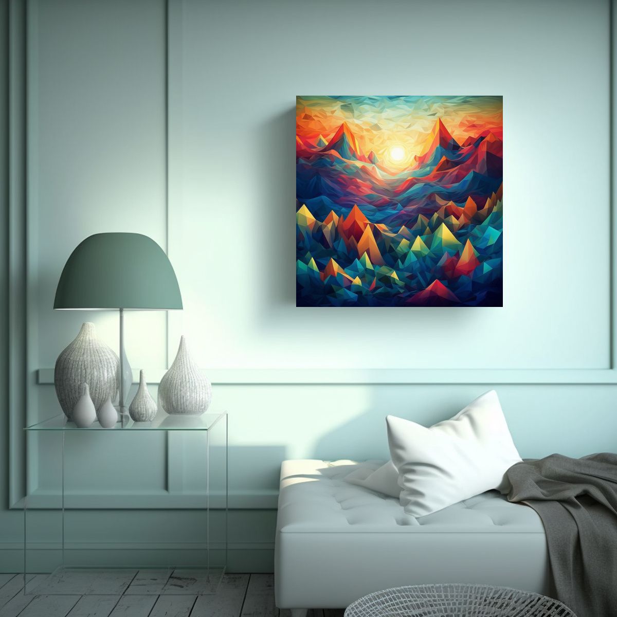 GENERICO - Pinturas Abstractas Geométricas En Tonos 90x90 Cm