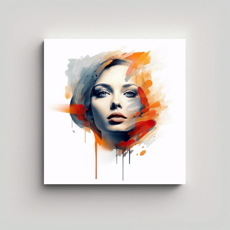 GENERICO - Pintura Abstracta En Bastidor: Retrato 90x90 Cm