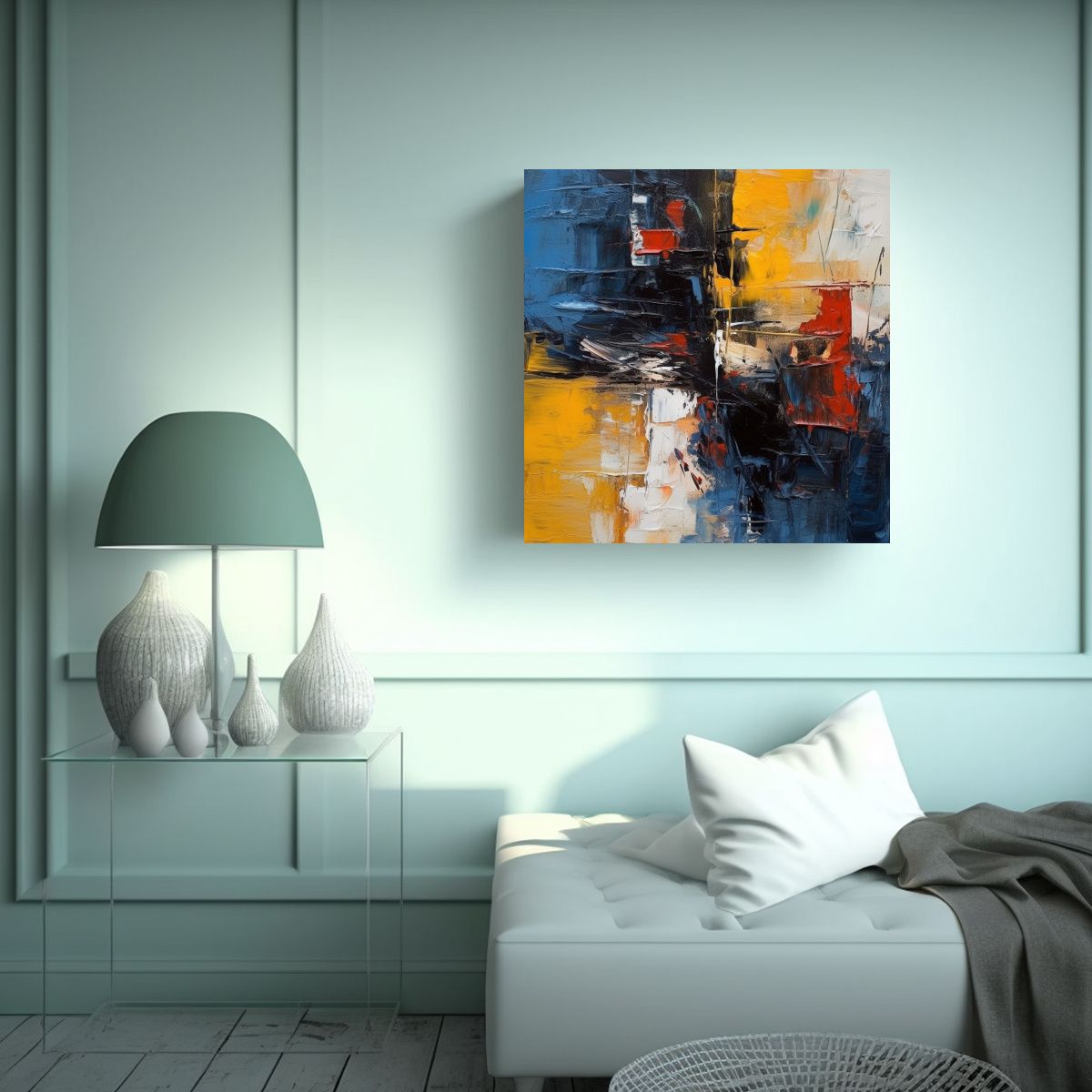 GENERICO - Pintura Abstracta En Bastidor Representando El 70x70 Cm