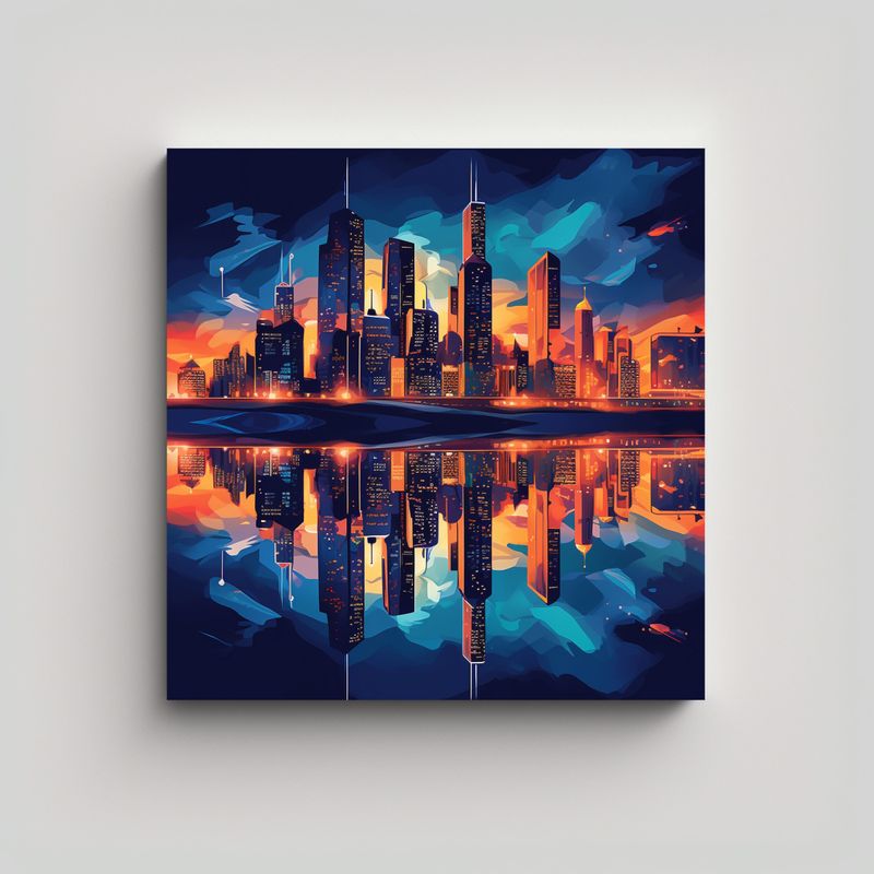 GENERICO - Cuadro Lienzo Sublimado De Una Vibrante Ciudad En 50x50 Cm