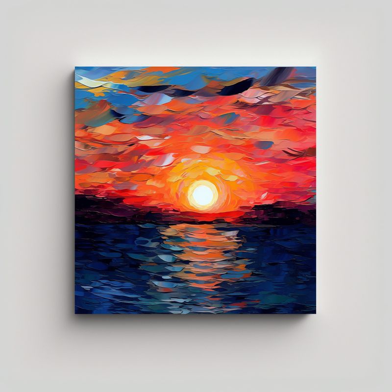 GENERICO - Arte Pared Decoración Abstracto Atardecer 70x70 Cm