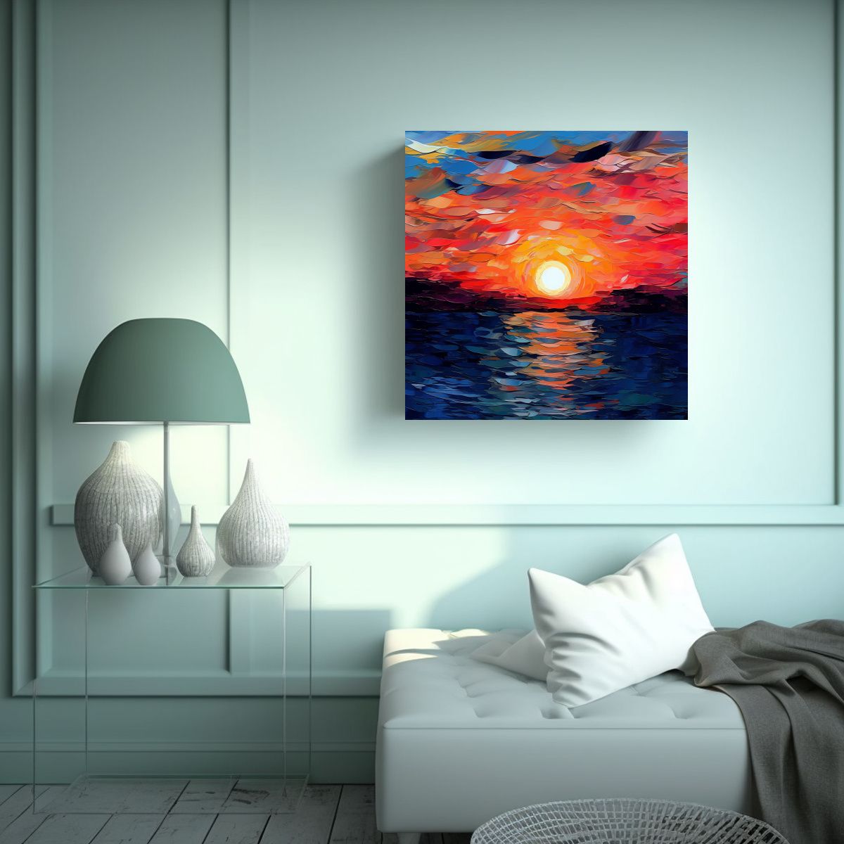 GENERICO - Arte Pared Decoración Abstracto Atardecer 50x50 Cm