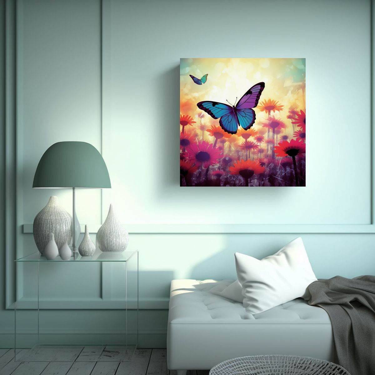 GENERICO - Lienzo De Tela Composición Bastidor De Madera 60x60 Cm