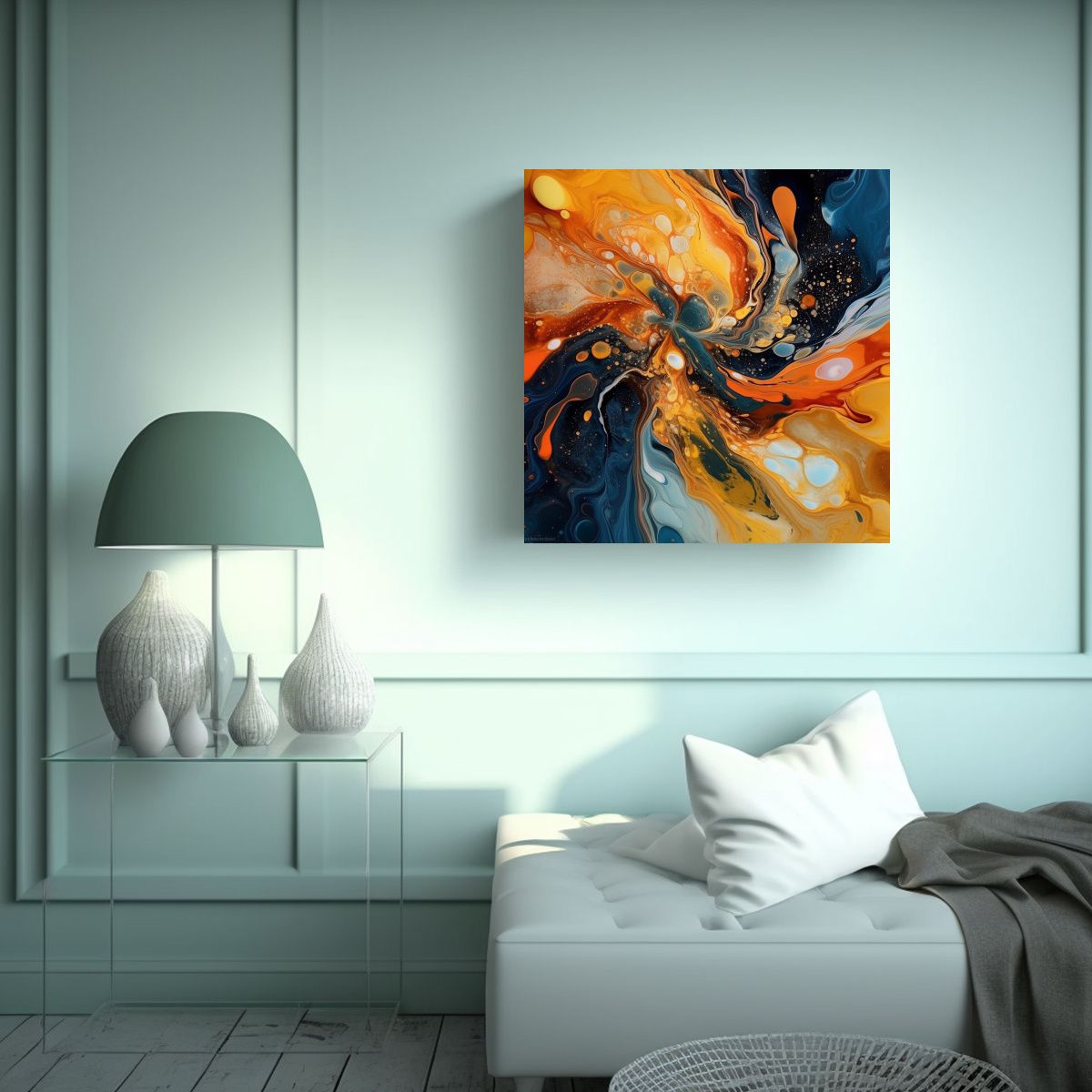 GENERICO - Cuadro Abstracto Colores Líquidos Armonía De 80x80 Cm