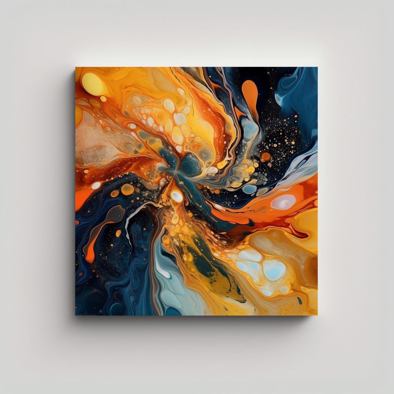 GENERICO - Cuadro Abstracto Colores Líquidos Armonía De 60x60 Cm