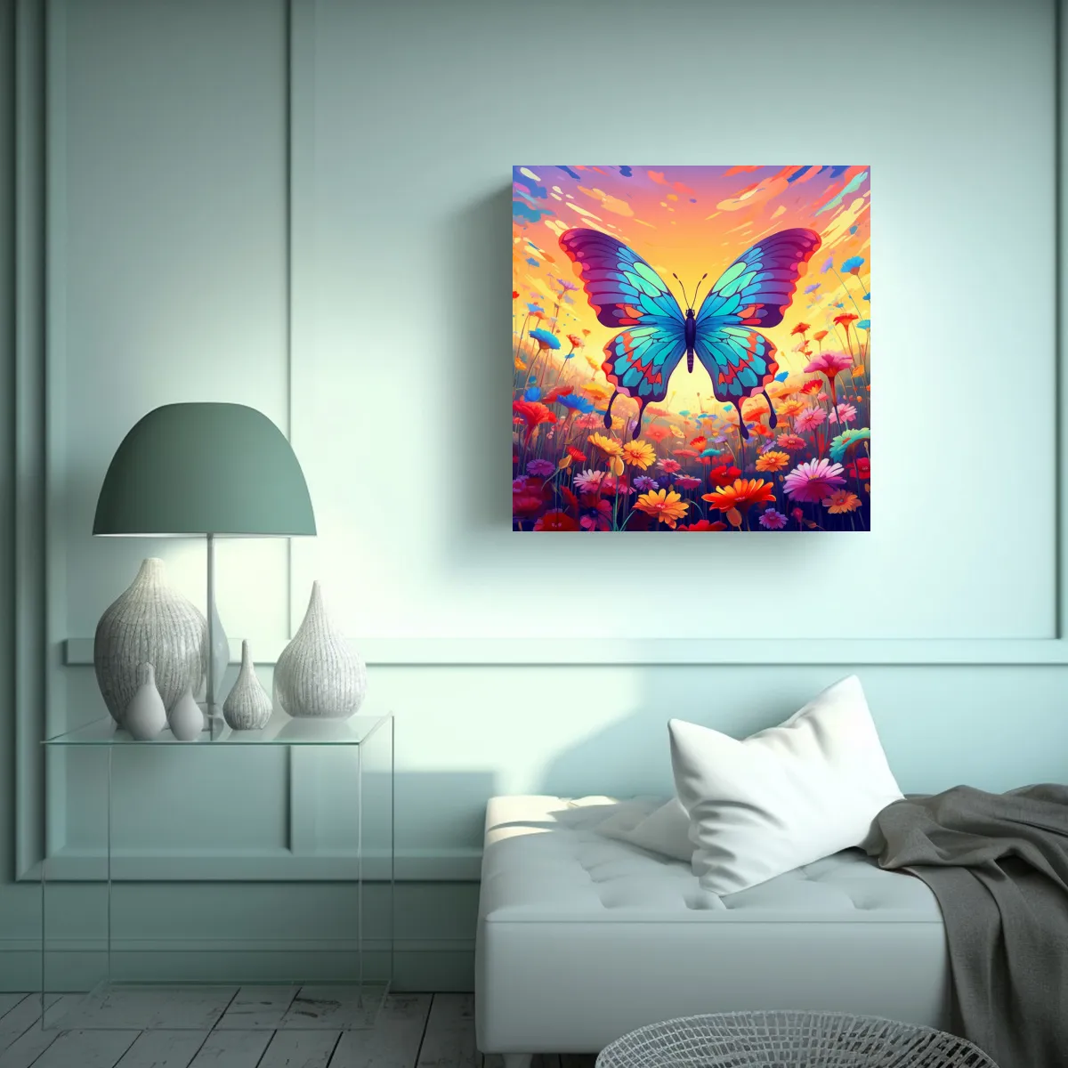 GENERICO - Cuadro Abstracto De Mariposa Vibrante Y Colorida 50x50 Cm