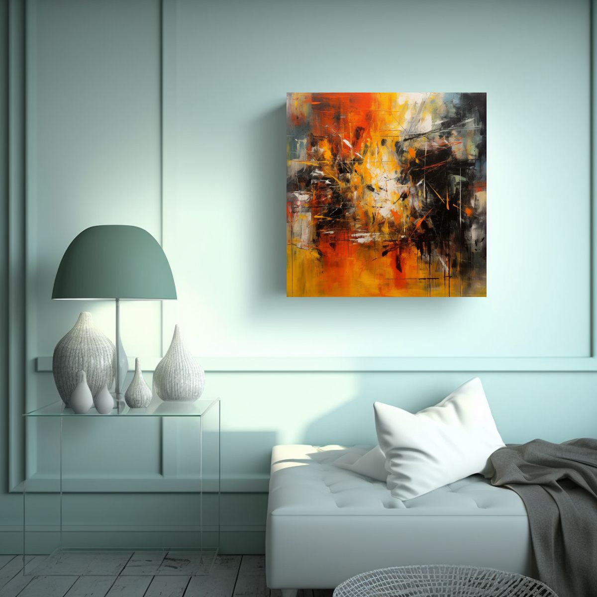 GENERICO - Pintura Abstracta Expresiva Que Ilustra La 90x90 Cm