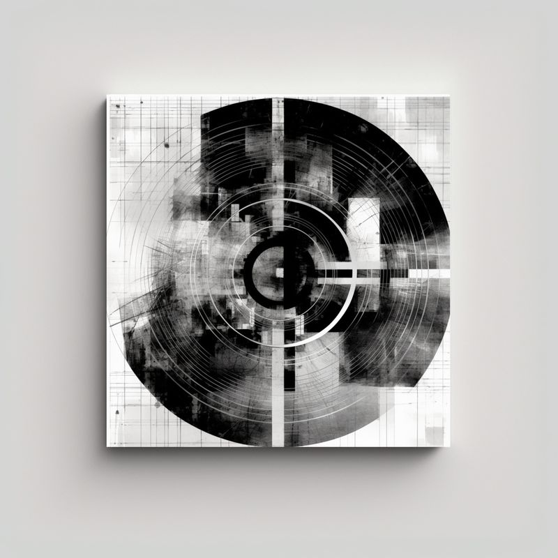GENERICO - Cuadro Generativo En Blanco Y Negro Lienzo De 80x80 Cm