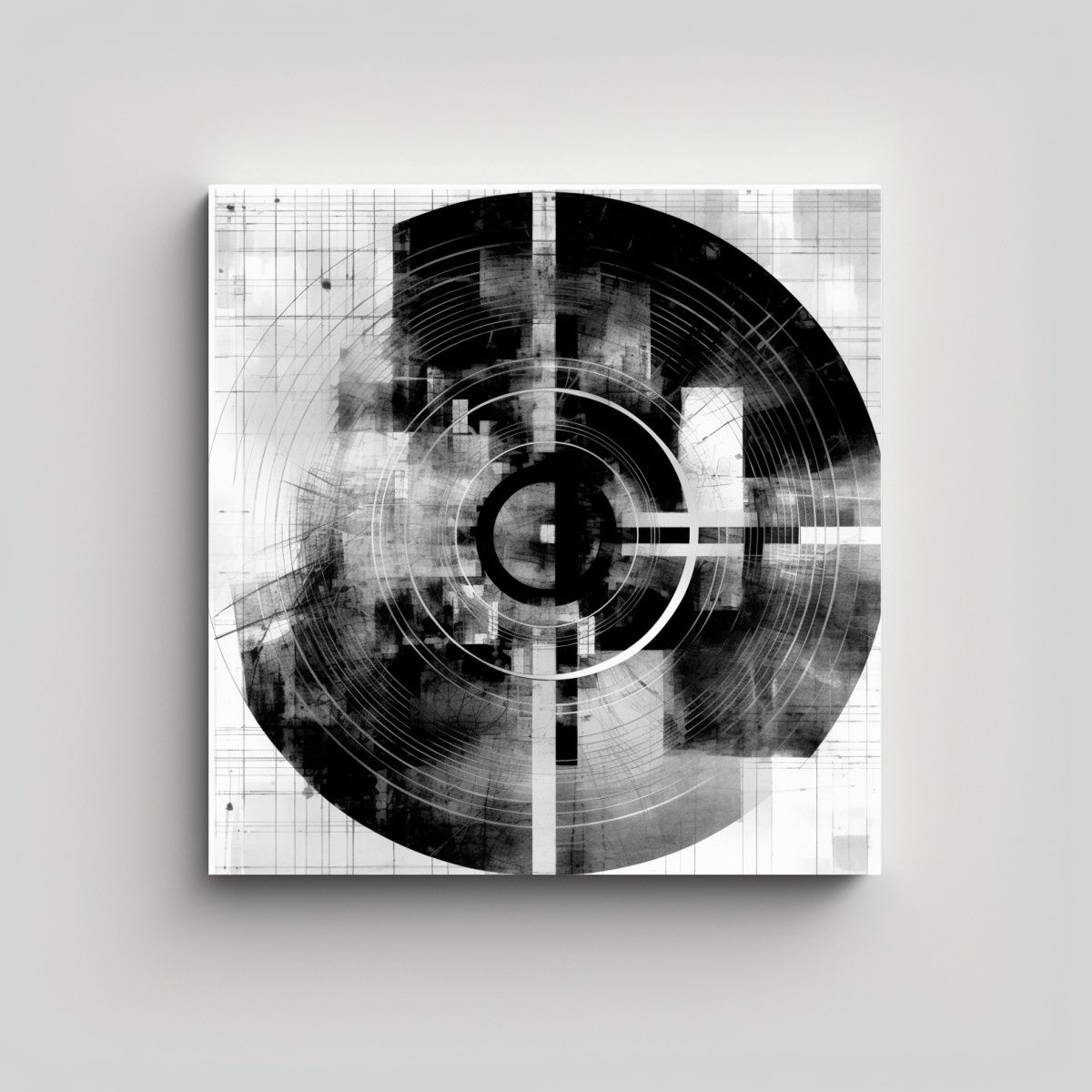 GENERICO - Cuadro Generativo En Blanco Y Negro Lienzo De 70x70 Cm