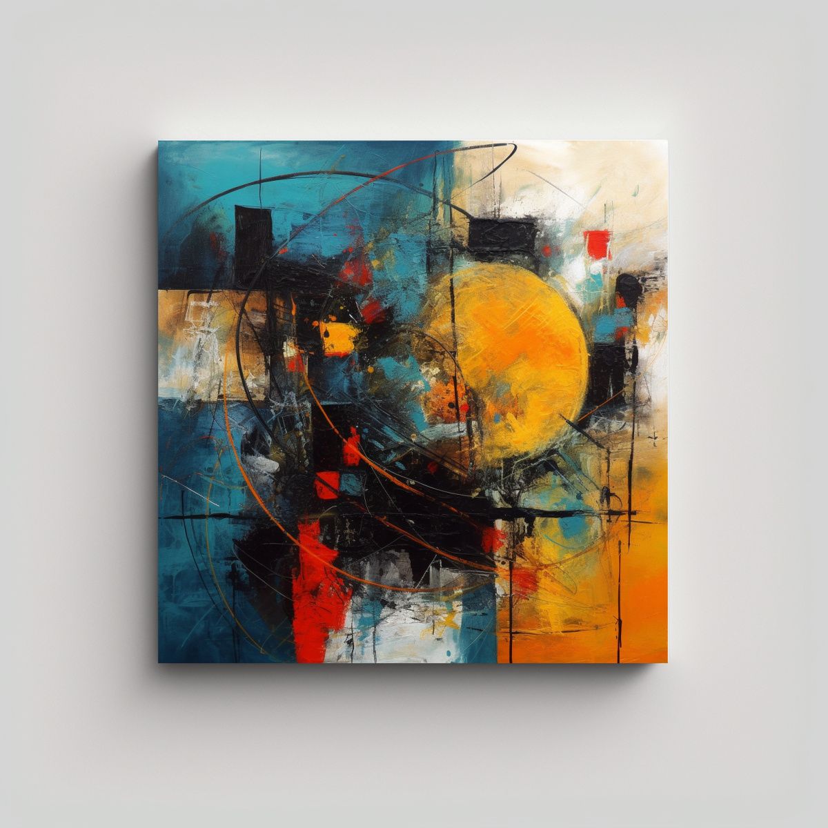 GENERICO - Cuadro Abstracto Elegante Tela Sublimada 80x80 Cm
