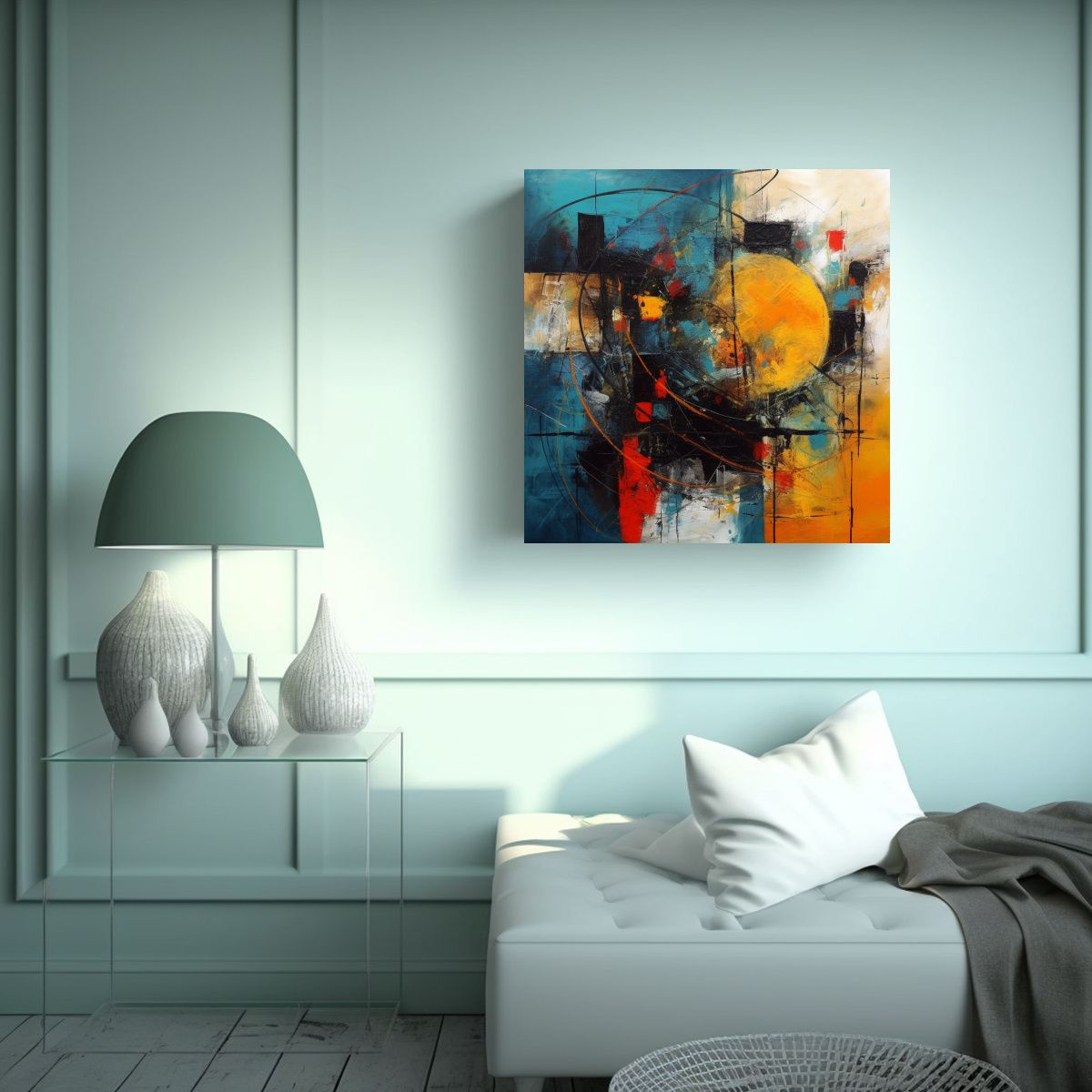 GENERICO - Cuadro Abstracto Elegante Tela Sublimada 80x80 Cm