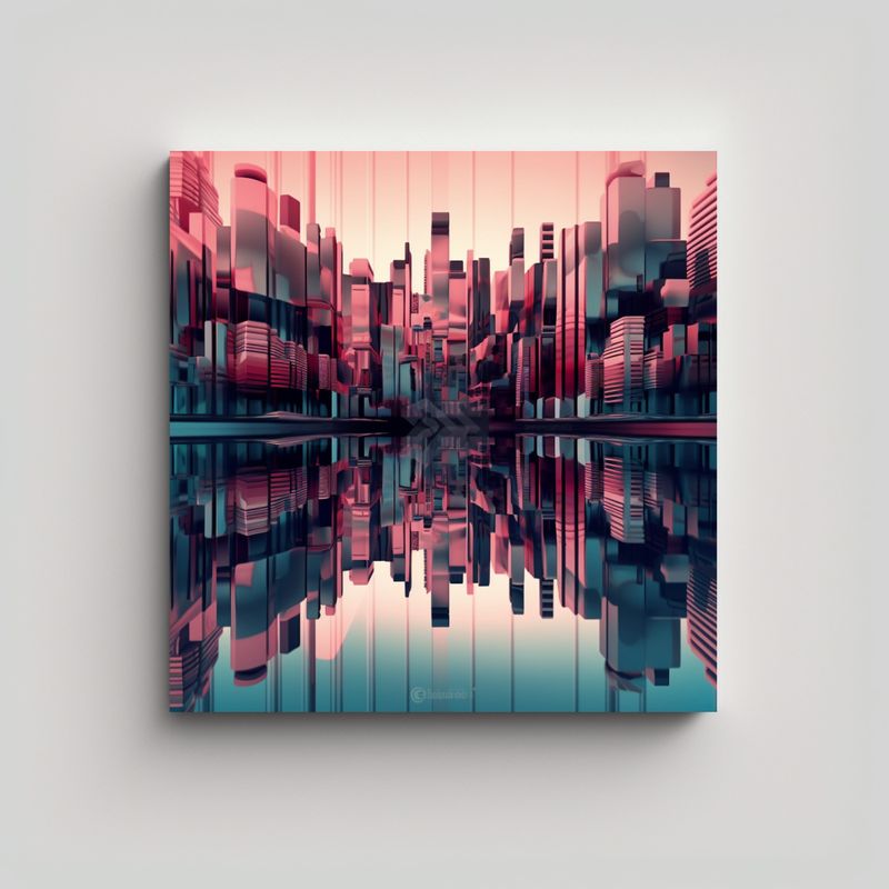 GENERICO - Pintura Decorativa Abstracta De Ciudad Digital 50x50 Cm