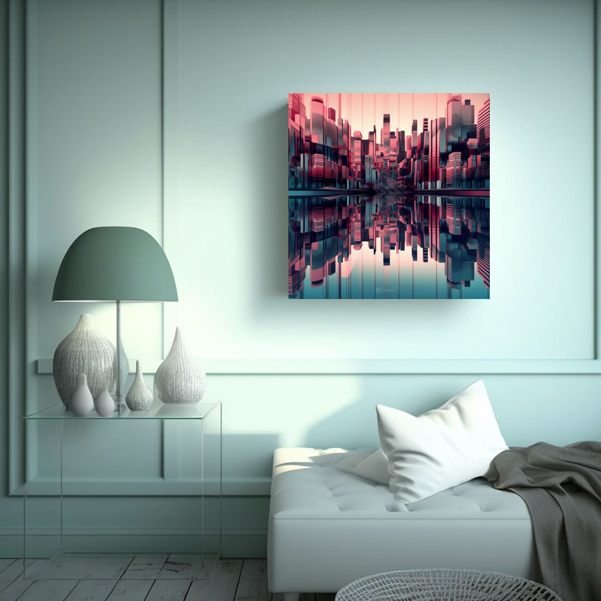GENERICO - Pintura Decorativa Abstracta De Ciudad Digital 50x50 Cm