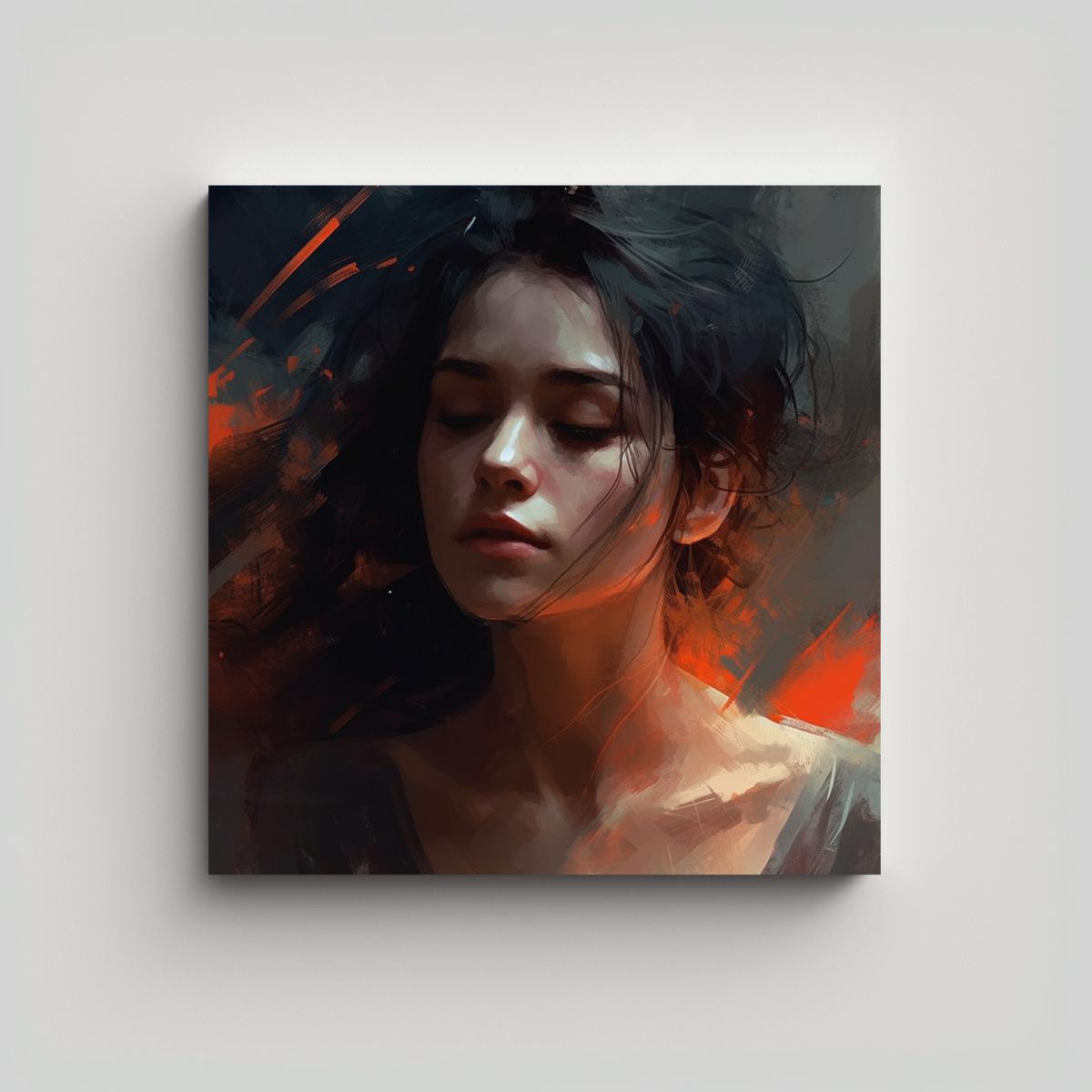 GENERICO - Tela En Bastidor Abstracción Refinado: Retrato 90x90 Cm