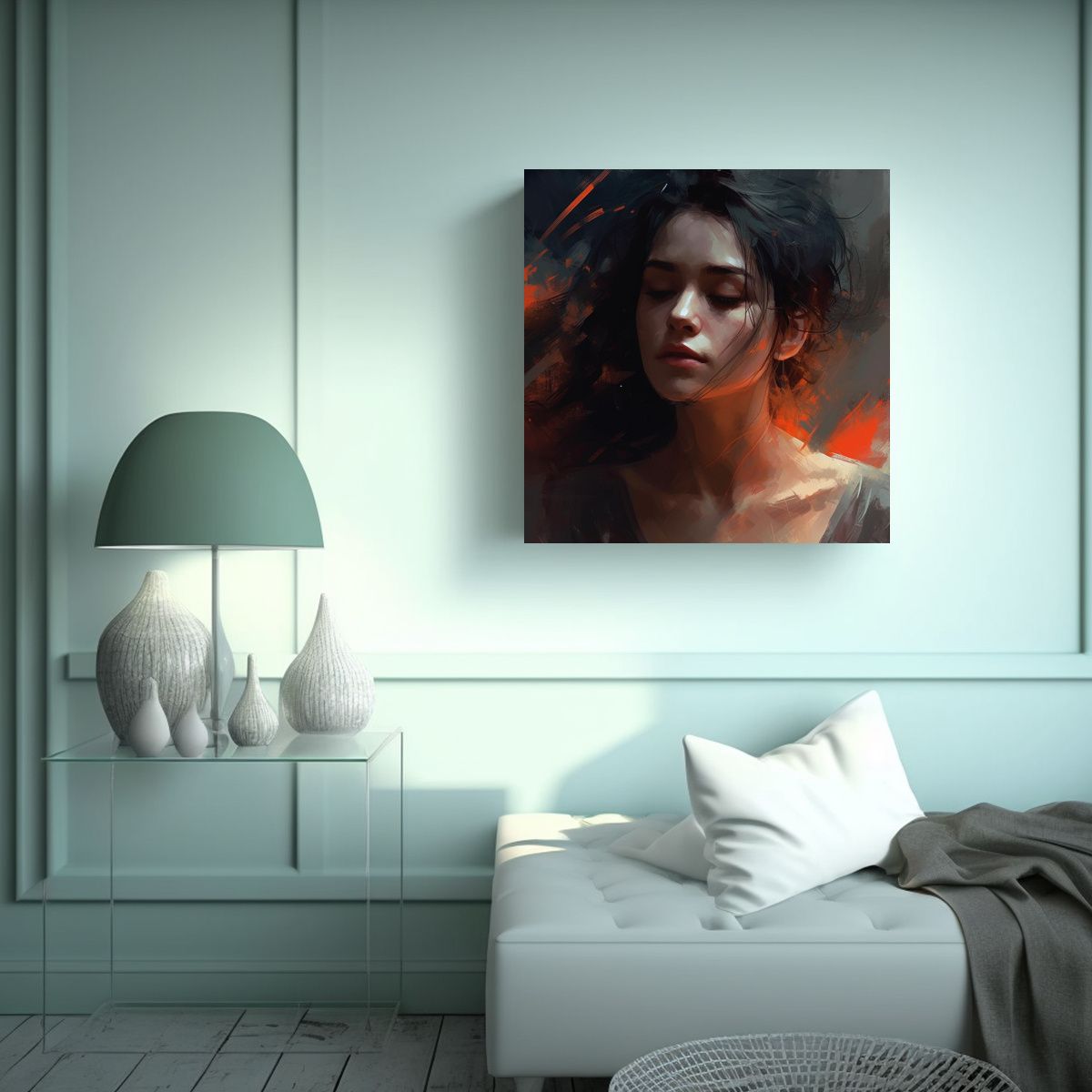 GENERICO - Tela En Bastidor Abstracción Refinado: Retrato 90x90 Cm