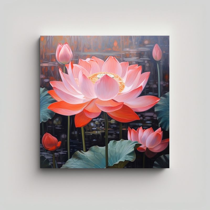 GENERICO - Tela En Bastidor Fotografía Obra Maestra Loto 90x90 Cm